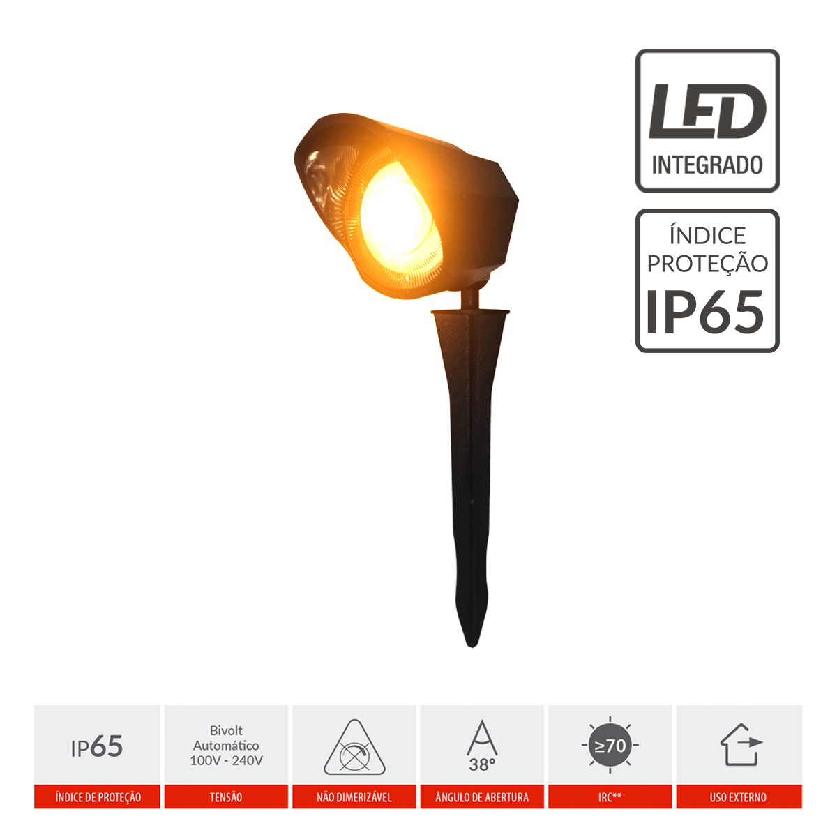 Espeto de Jardim Hummer 5W Luz Âmbar Bivolt IP65 Avant