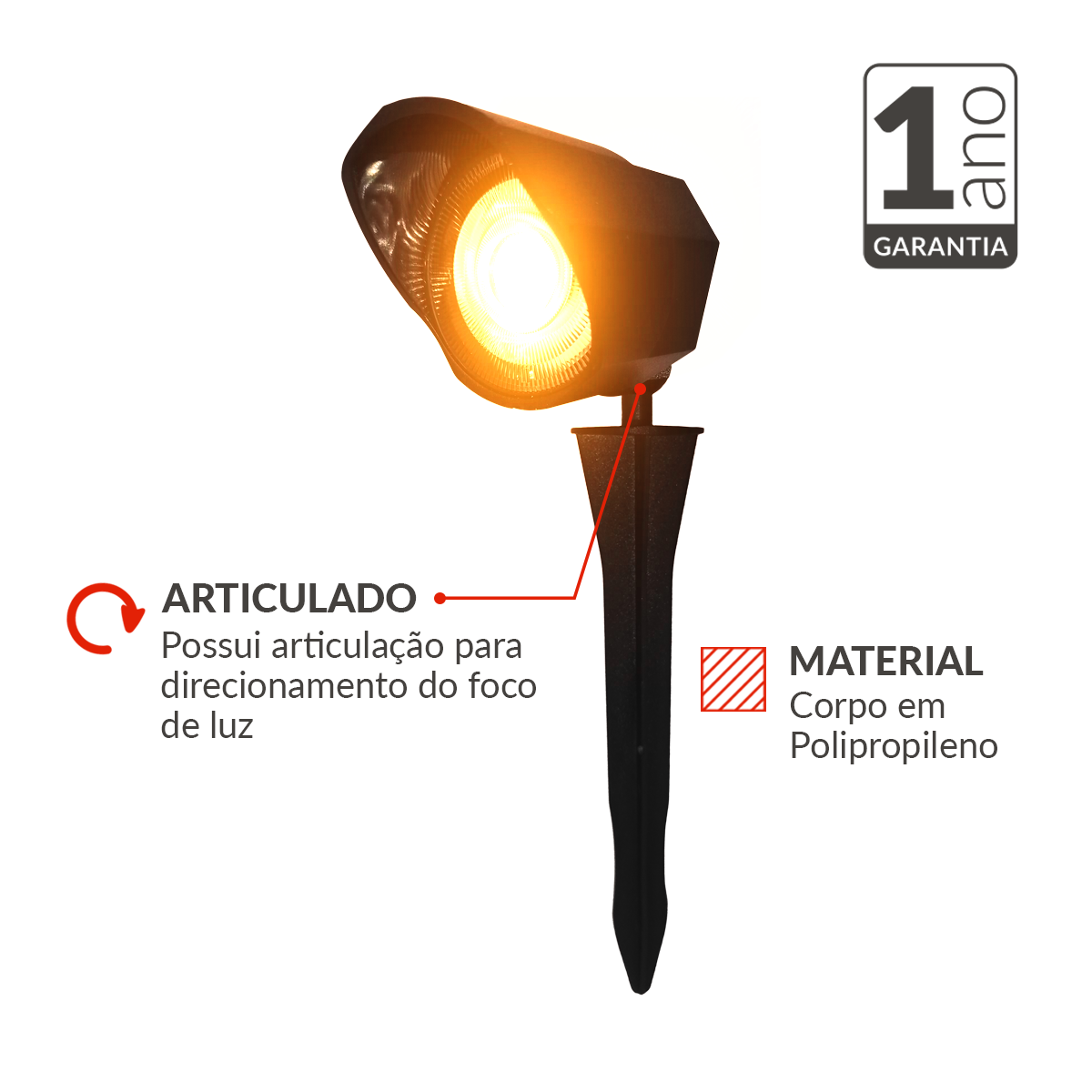 Espeto de Jardim Hummer 5W Luz Âmbar Bivolt IP65 Avant