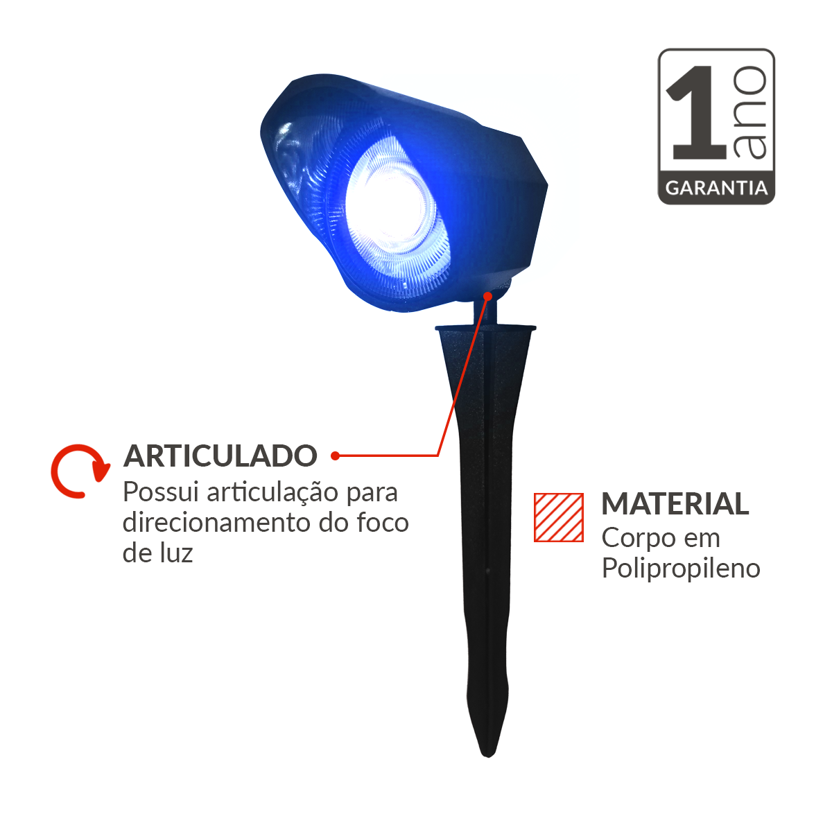 Espeto de Jardim Hummer 5W Luz Azul Bivolt IP65 Avant