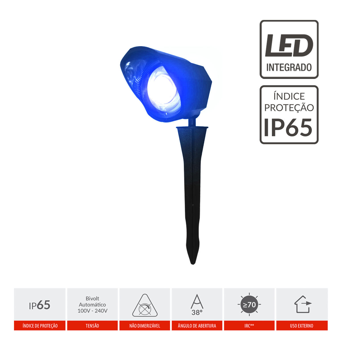Espeto de Jardim Hummer 5W Luz Azul Bivolt IP65 Avant