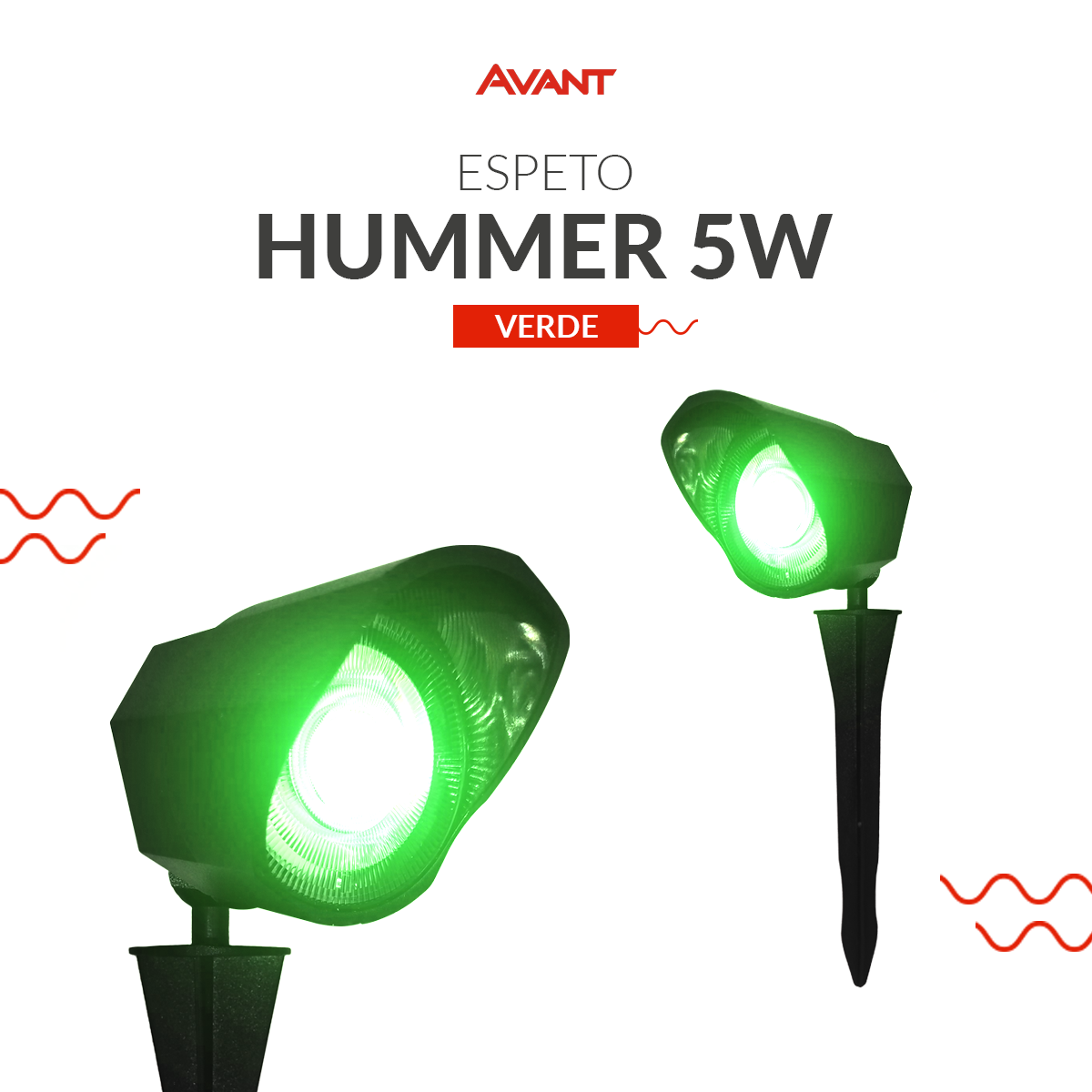 Espeto de Jardim Hummer 5W Luz Verde Bivolt IP65 Avant