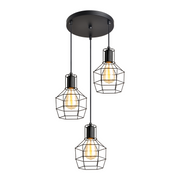 Pendente Led Adhara 3xE27 Preto Em Aço Avant