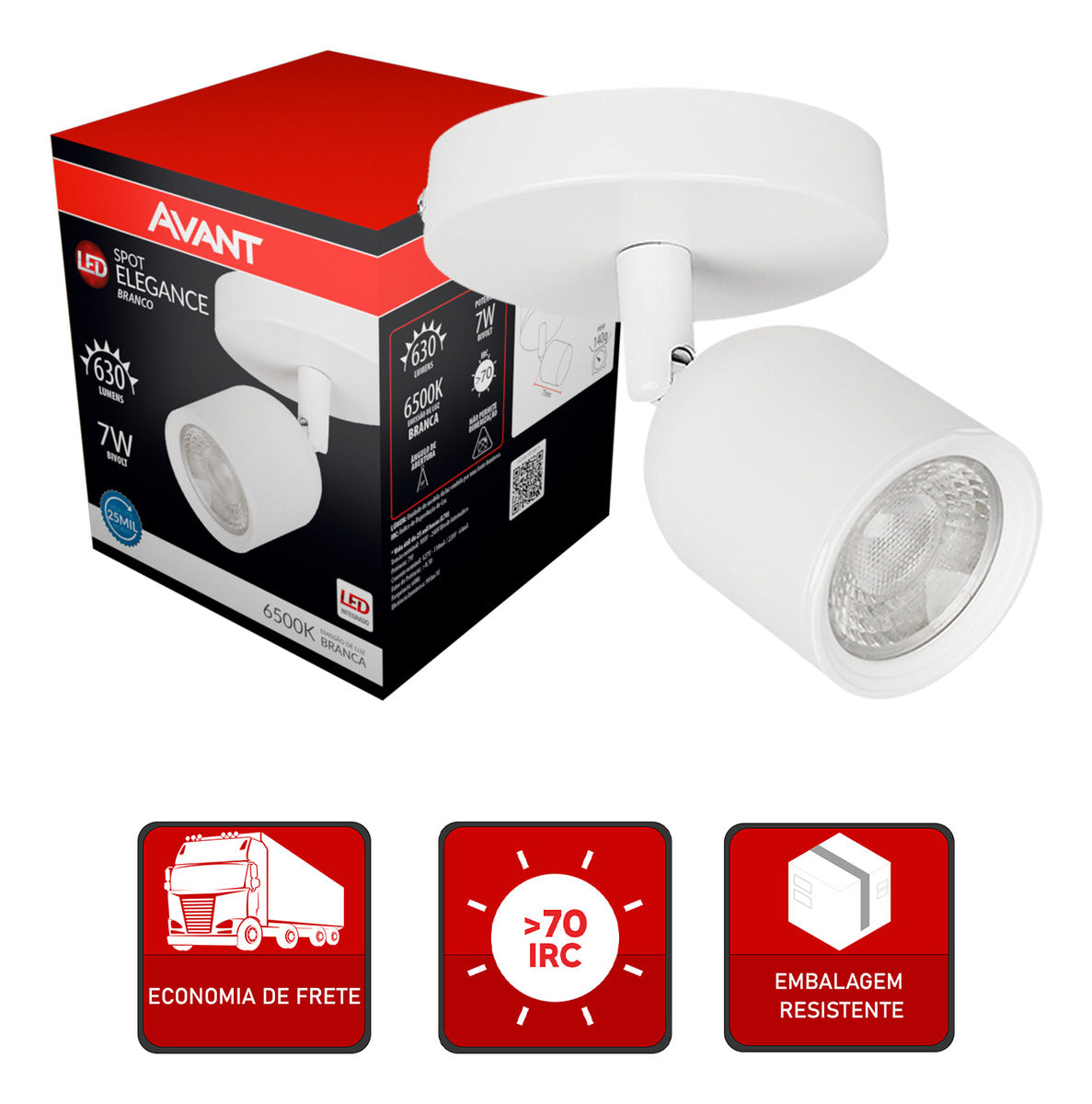 Spot Elegance Sobrepor 7W 6500k Branco Frio 110/220v Bivolt Branco Avant