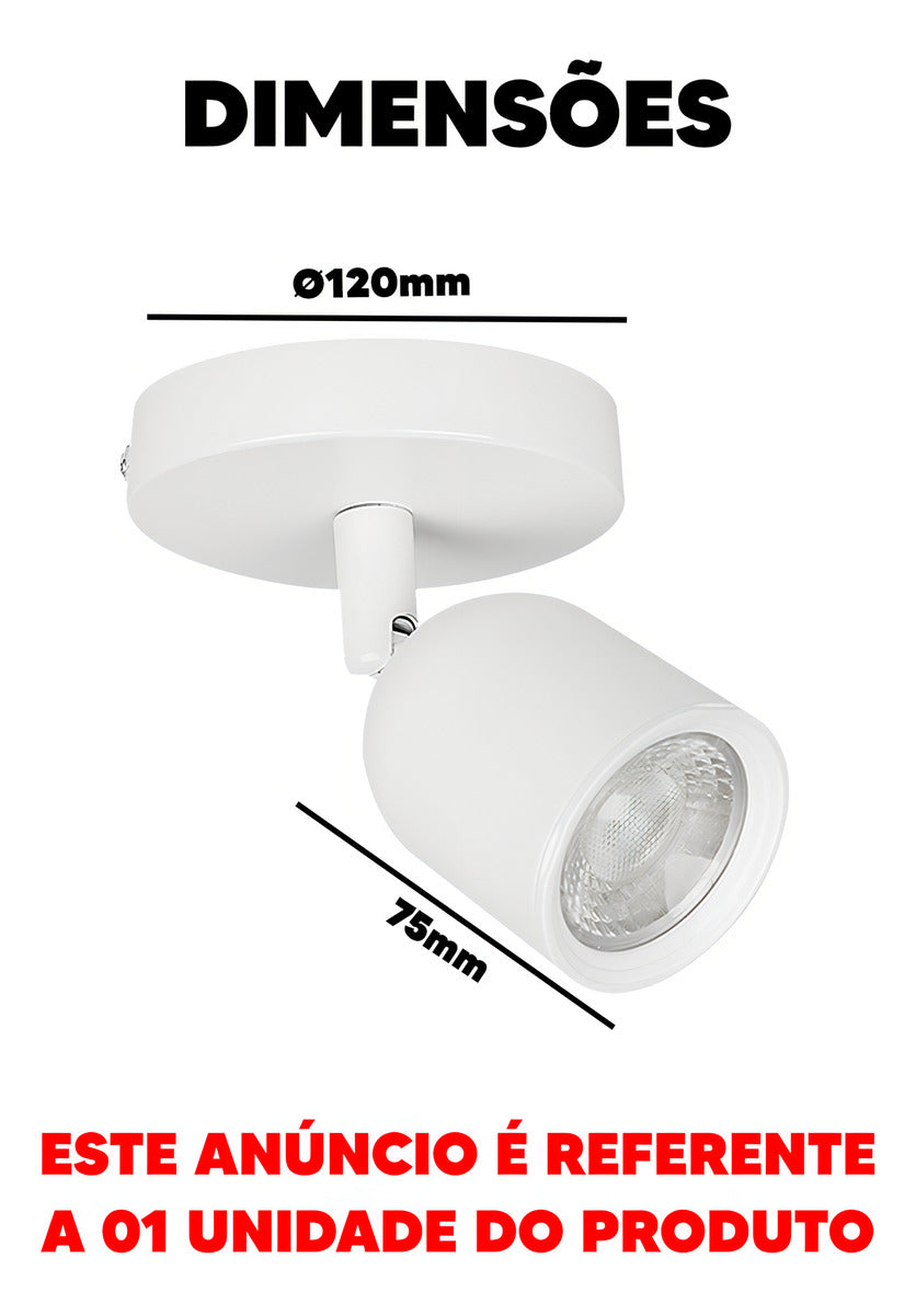 Spot Elegance Sobrepor 7W 3000k Branco Quente 110/220v Bivolt Branco Avant