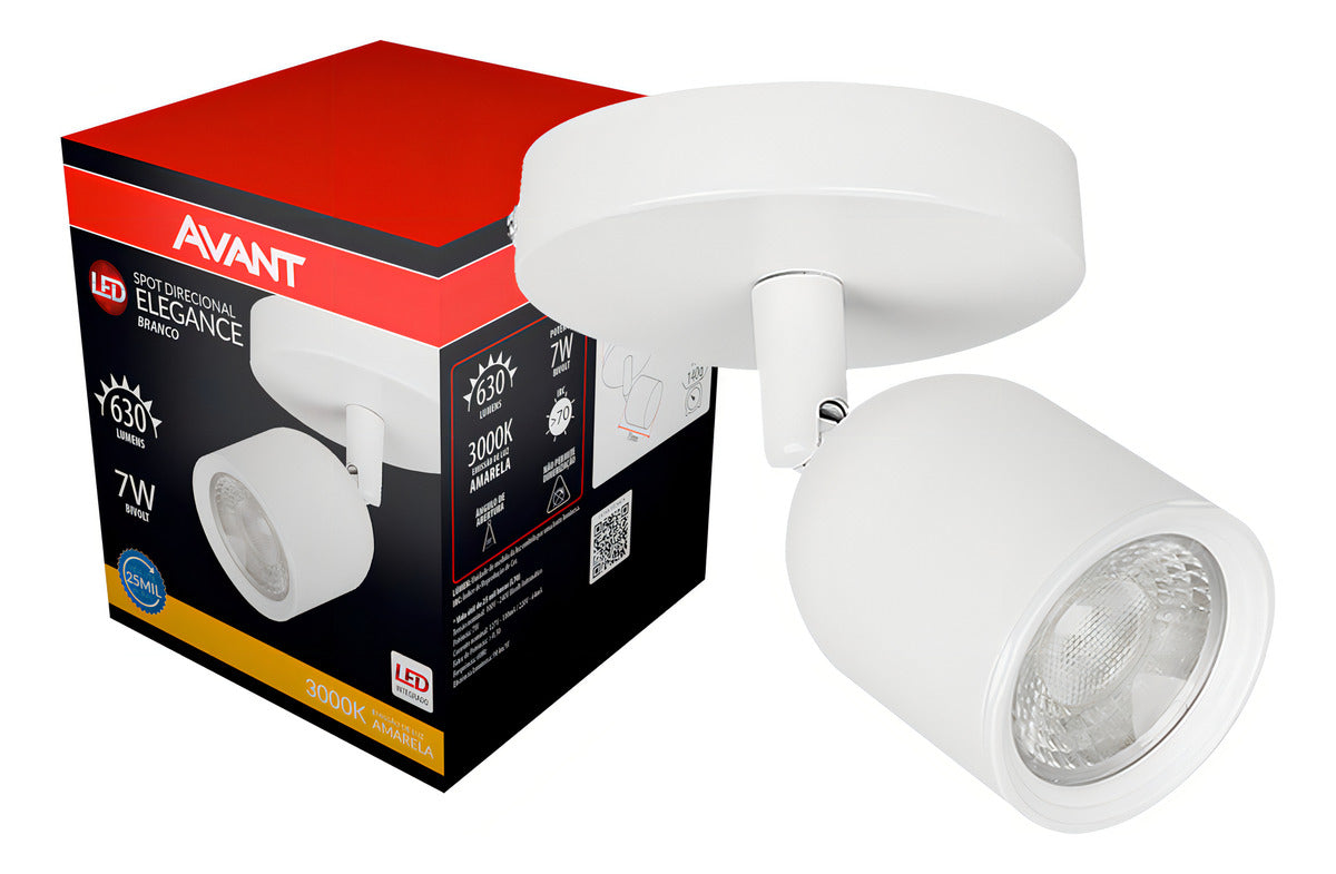 Spot Elegance Sobrepor 7W 3000k Branco Quente 110/220v Bivolt Branco Avant
