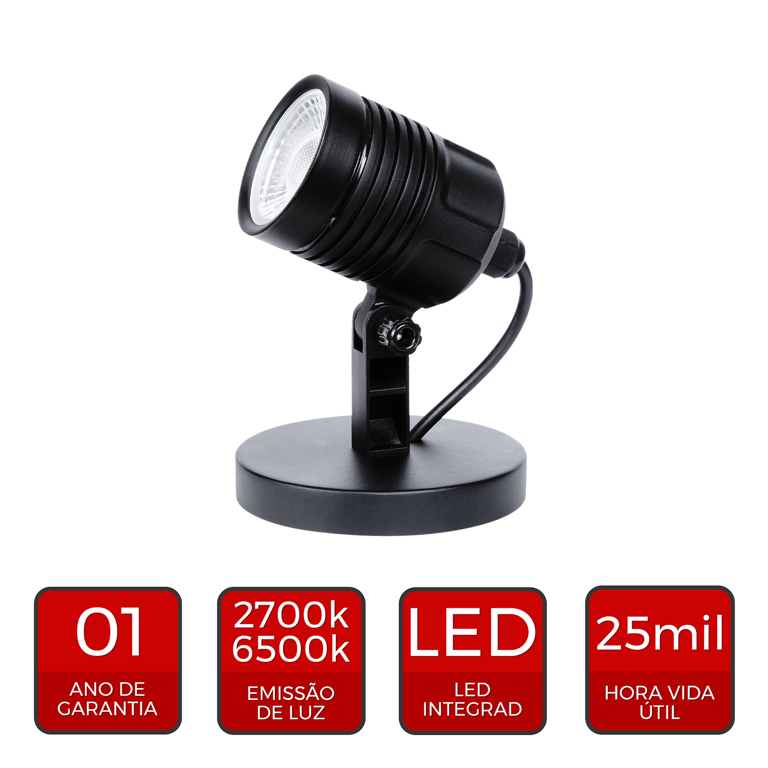 Spot Led Hummer Sobrepor 6w 3000k Branco Quente Bivolt Ip65 Preto Avant