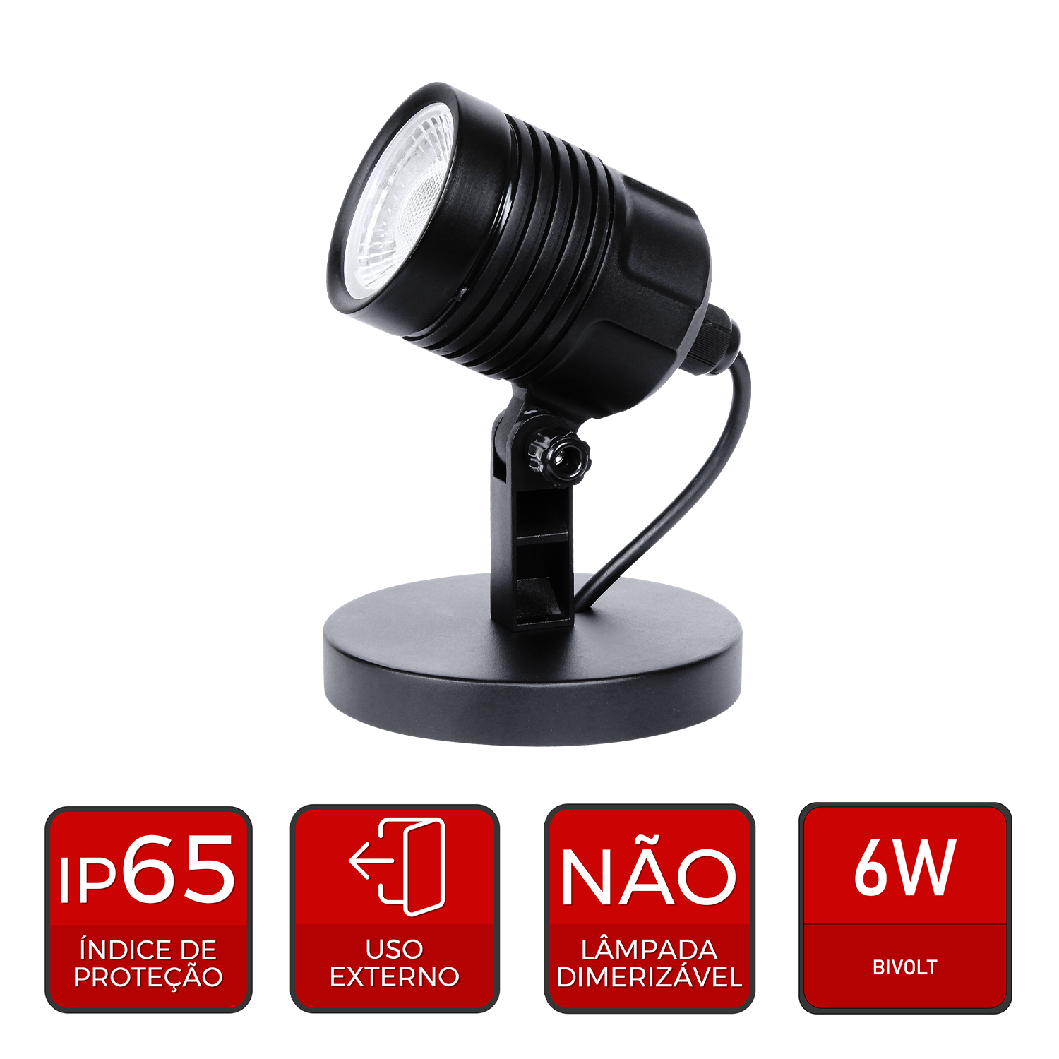 Spot Led Hummer Sobrepor 6w 3000k Branco Quente Bivolt Ip65 Preto Avant