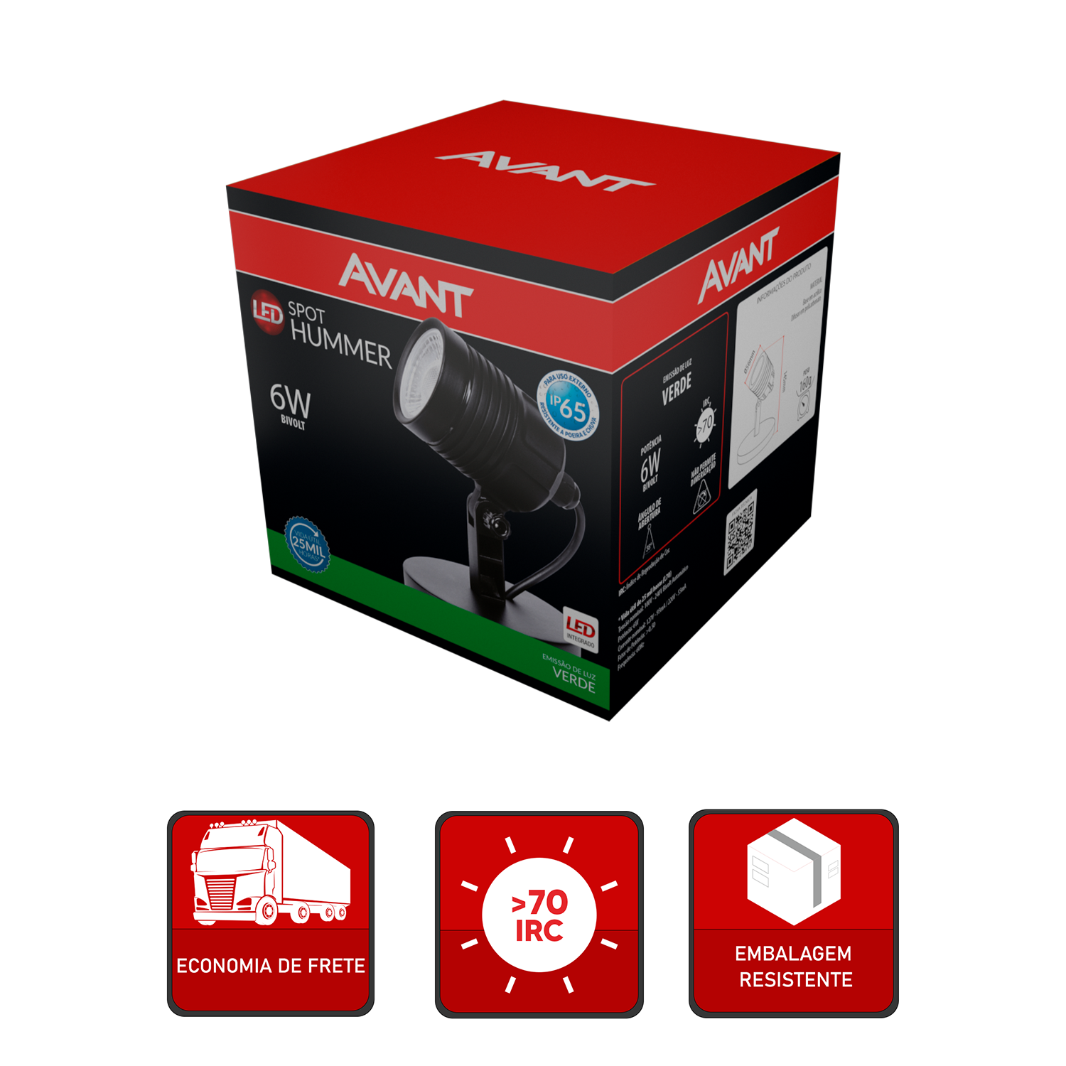 Spot Led Hummer Sobrepor 6w Verde Bivolt Ip65 Preto Avant