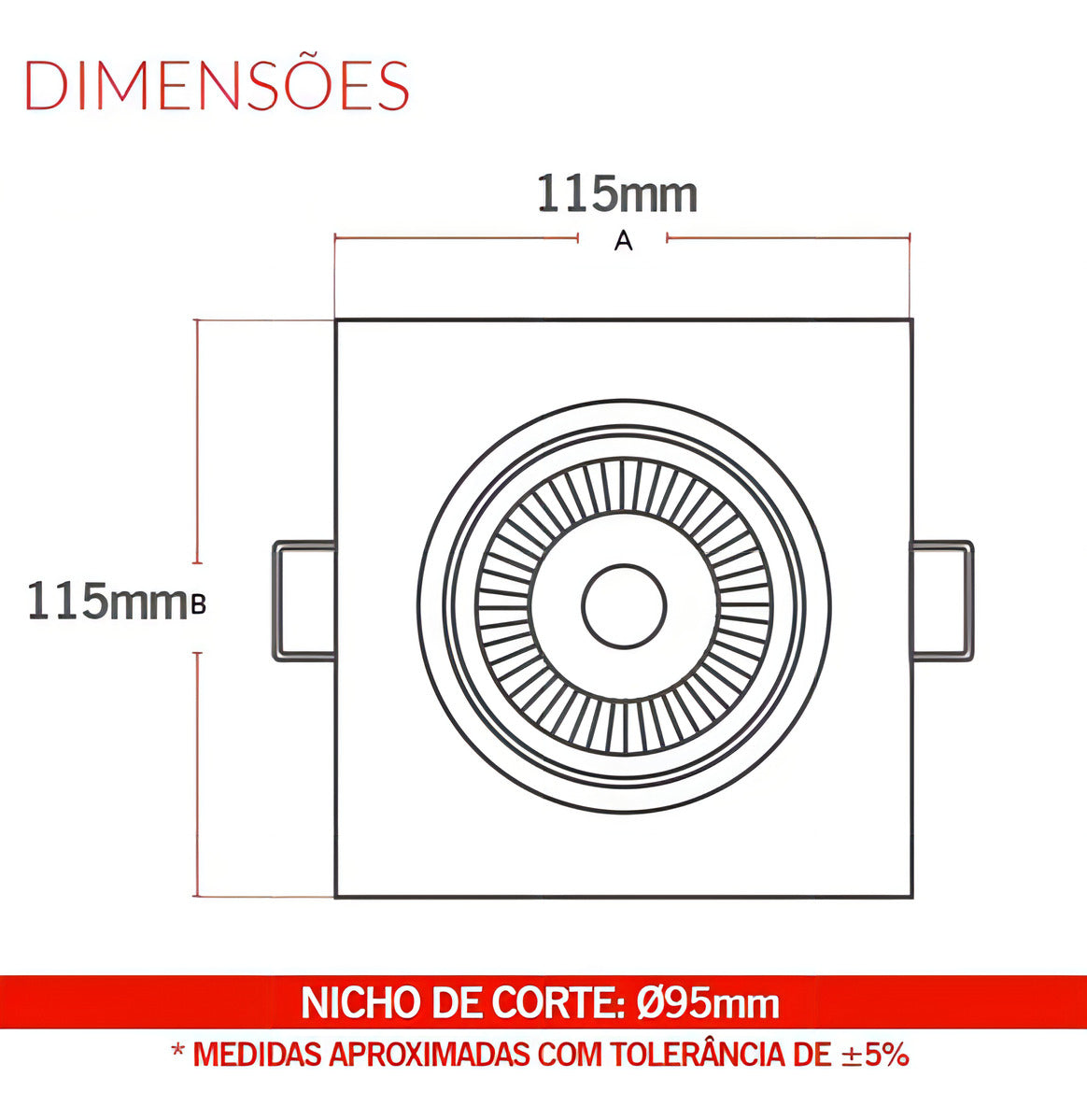 Spot Led Authentic Embutir 7w 6500k Branco Frio 11,8cm Bivolt Quadrado Branco Avant