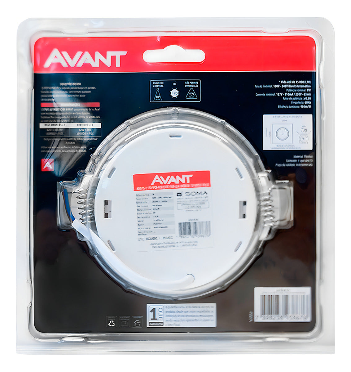 Spot Led Authentic Embutir 7w 6500k Branco Frio 11,8cm Bivolt Quadrado Branco Avant