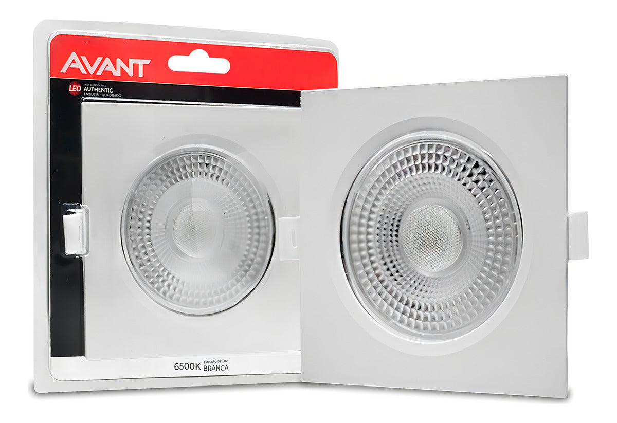 Spot Led Authentic Embutir 7w 6500k Branco Frio 11,8cm Bivolt Quadrado Branco Avant