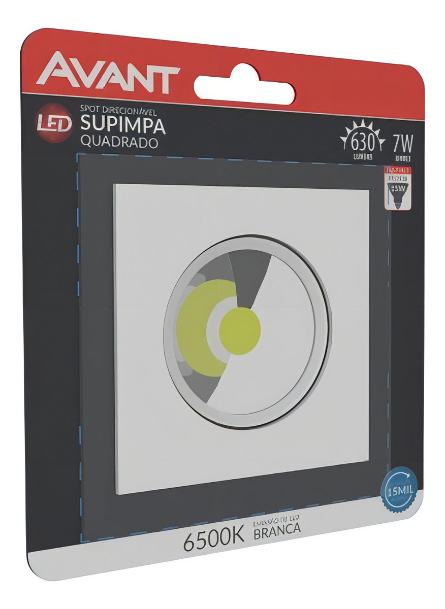 Spot Led Authentic Embutir 7w 6500k Branco Frio 11,8cm Bivolt Quadrado Branco Avant