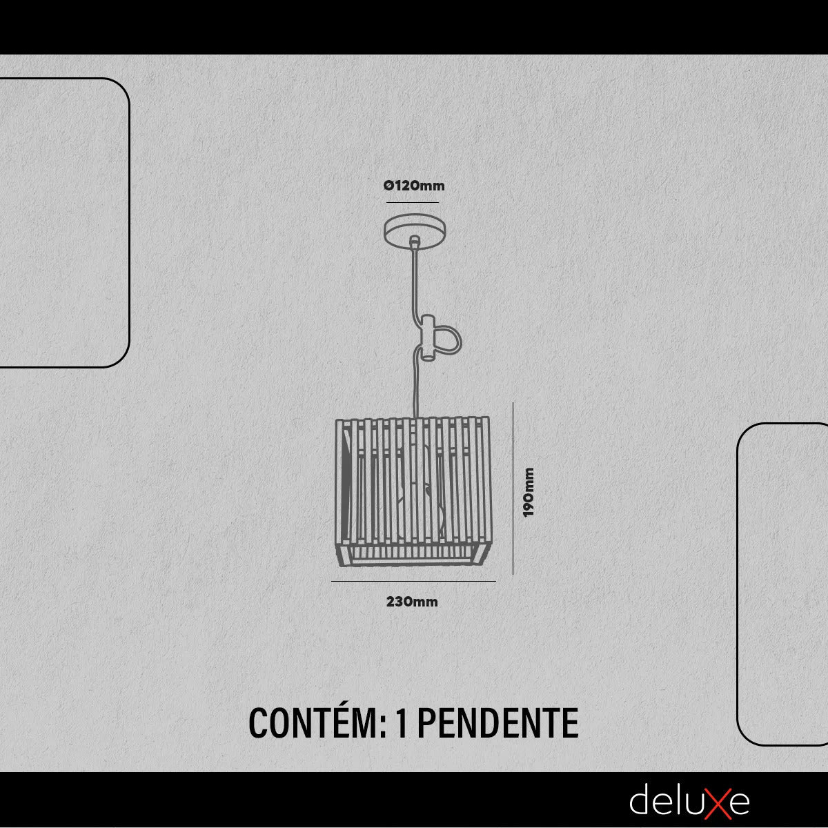 Pendente Led Oka Cube E27 Madeira Clara Deluxe