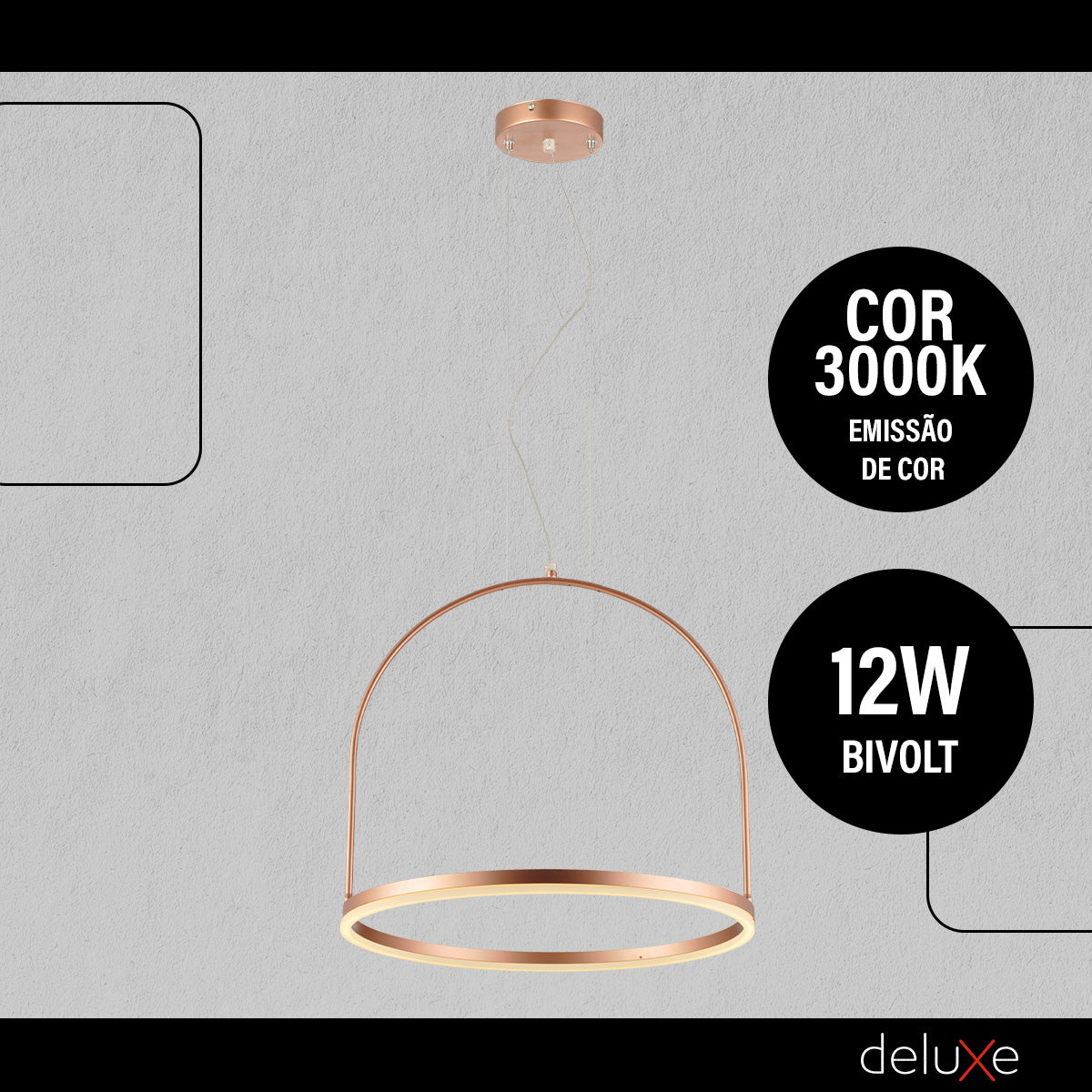 Pendente de Teto Cage Cobre Fosco Led 12w 3000k Branco Quente Deluxe by Avant