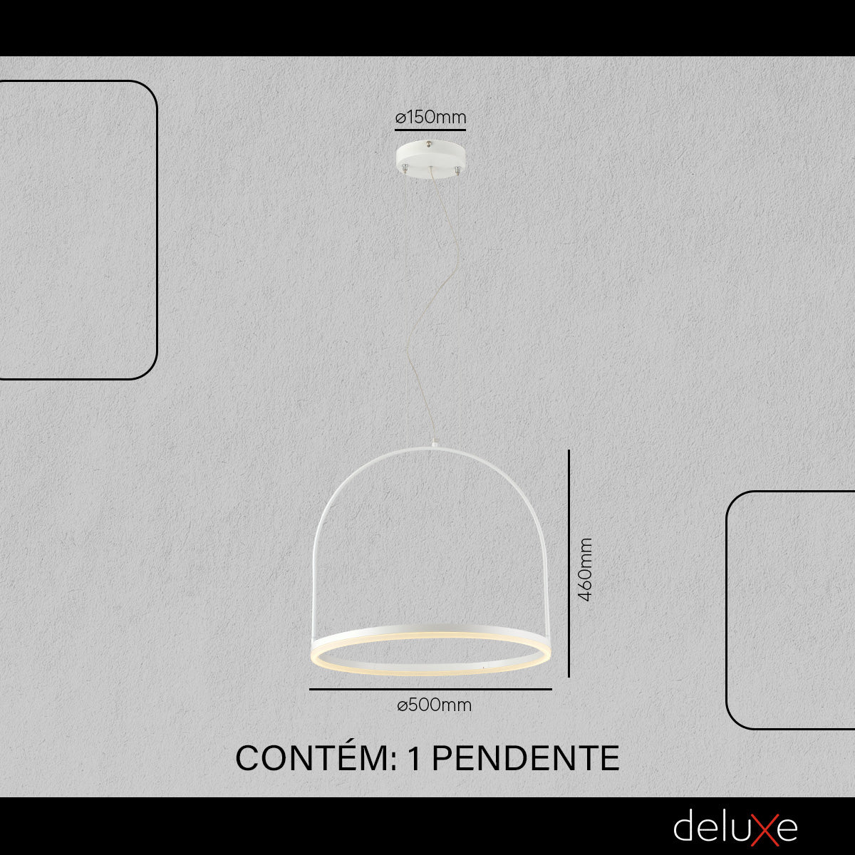Pendente Led Design Moderno Cage 20w 3000k Branco Quente 50cm Branco Cod: 489760079 Deluxe By Avant Branco-fosco