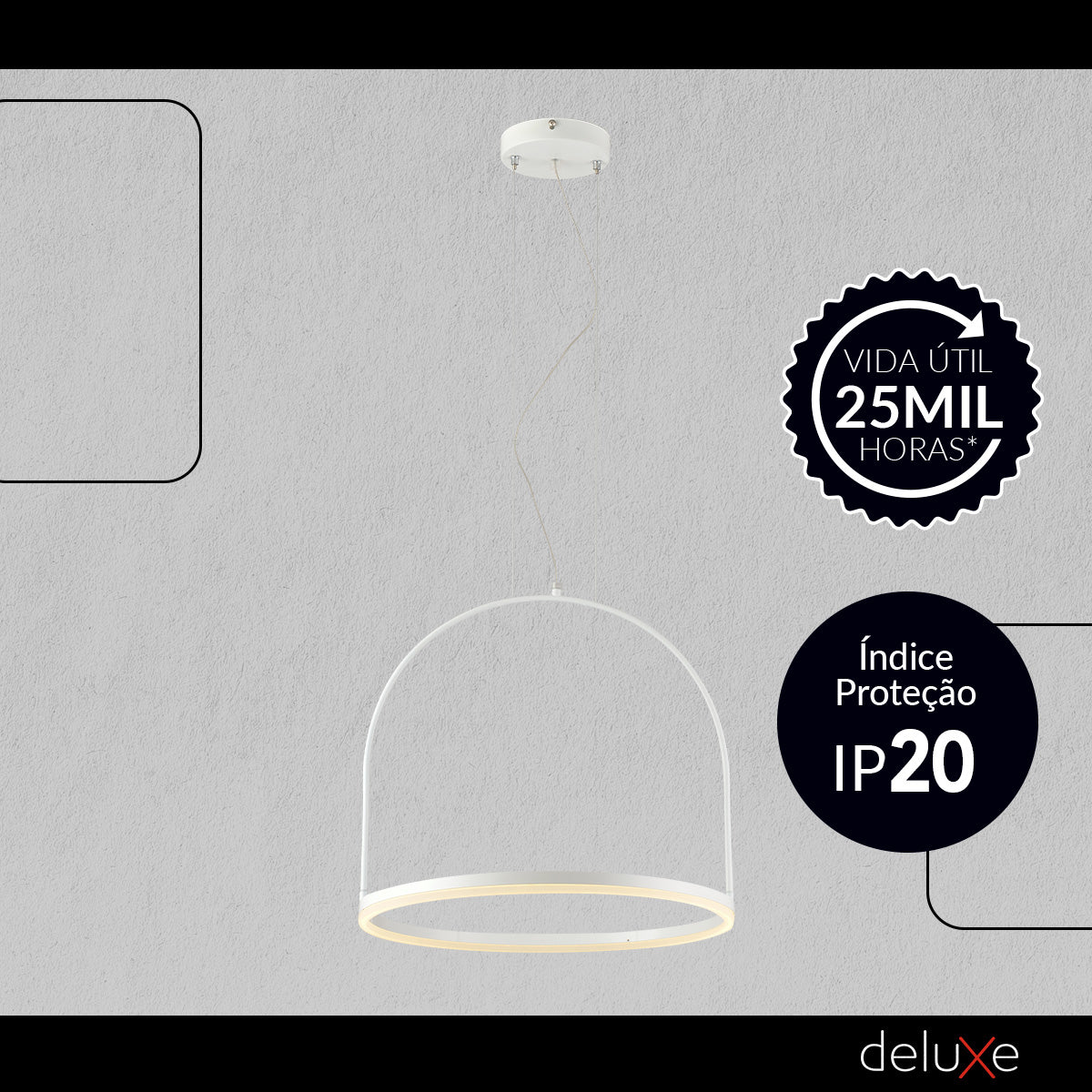 Pendente Led Design Moderno Cage 20w 3000k Branco Quente 50cm Branco Cod: 489760079 Deluxe By Avant Branco-fosco