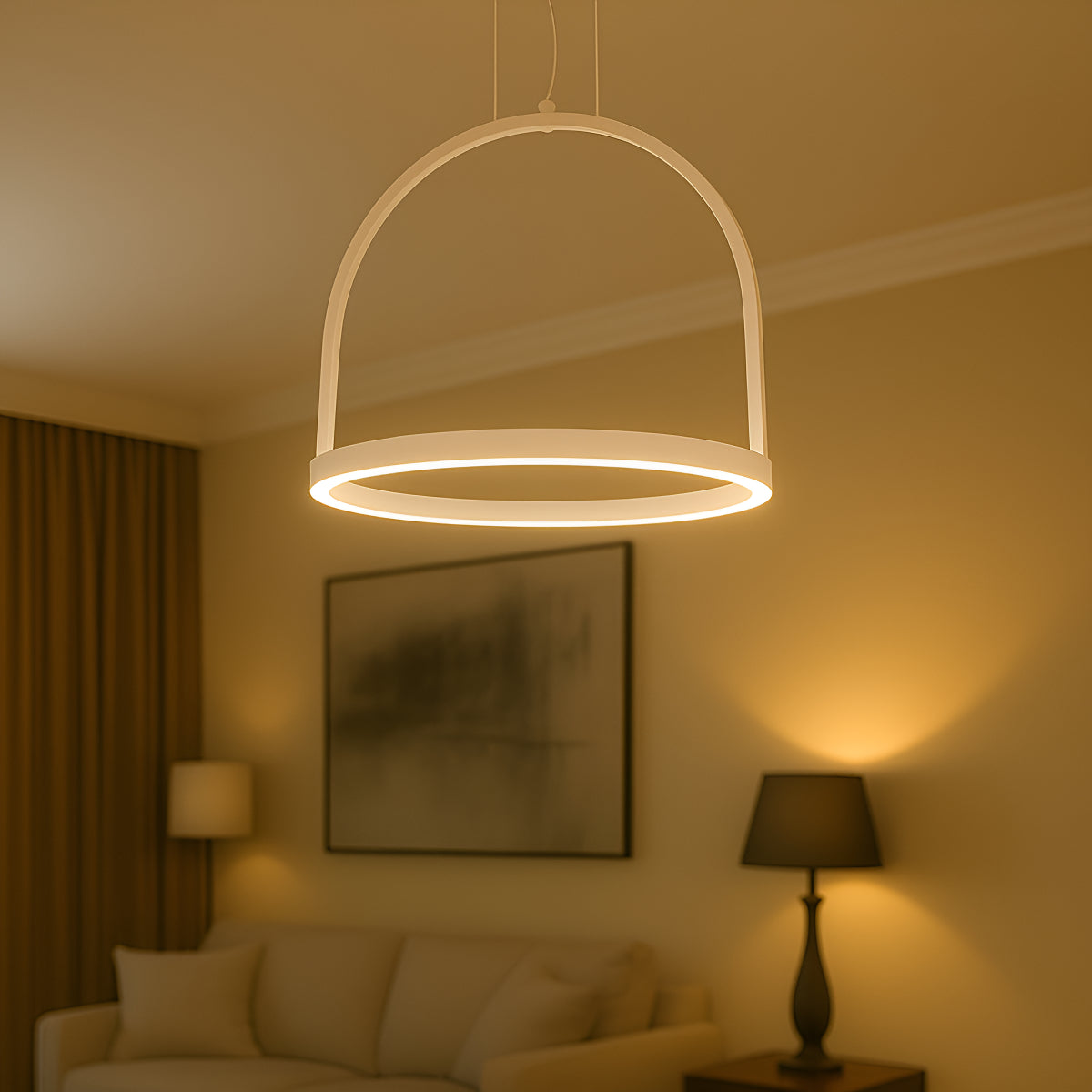 Pendente Led Design Moderno Cage 20w 3000k Branco Quente 50cm Branco Cod: 489760079 Deluxe By Avant Branco-fosco