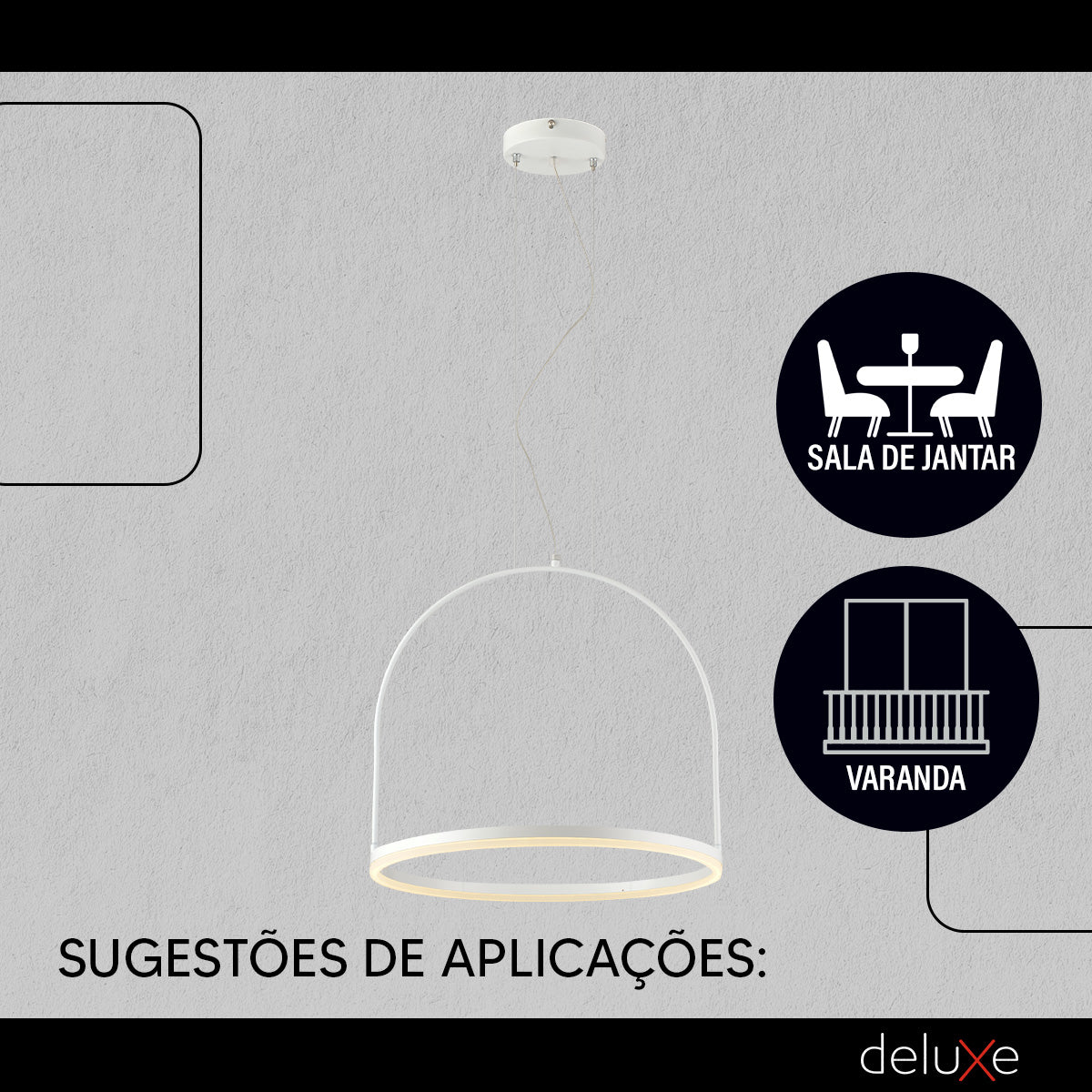 Pendente Led Design Moderno Cage 20w 3000k Branco Quente 50cm Branco Cod: 489760079 Deluxe By Avant Branco-fosco