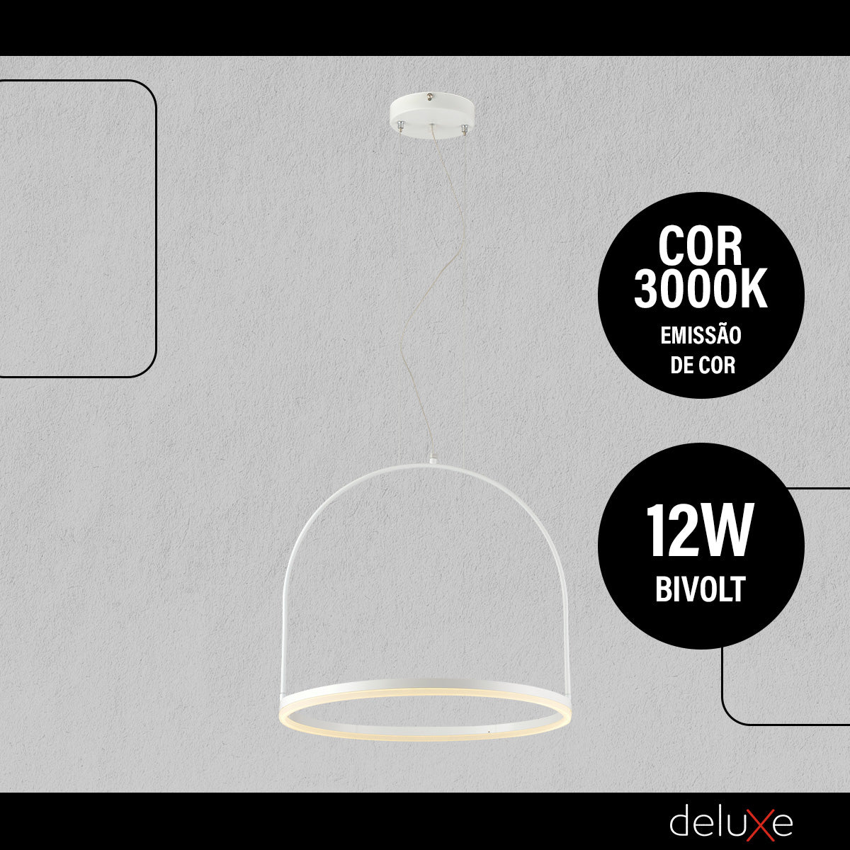 Pendente Led Design Moderno Cage 20w 3000k Branco Quente 50cm Branco Cod: 489760079 Deluxe By Avant Branco-fosco
