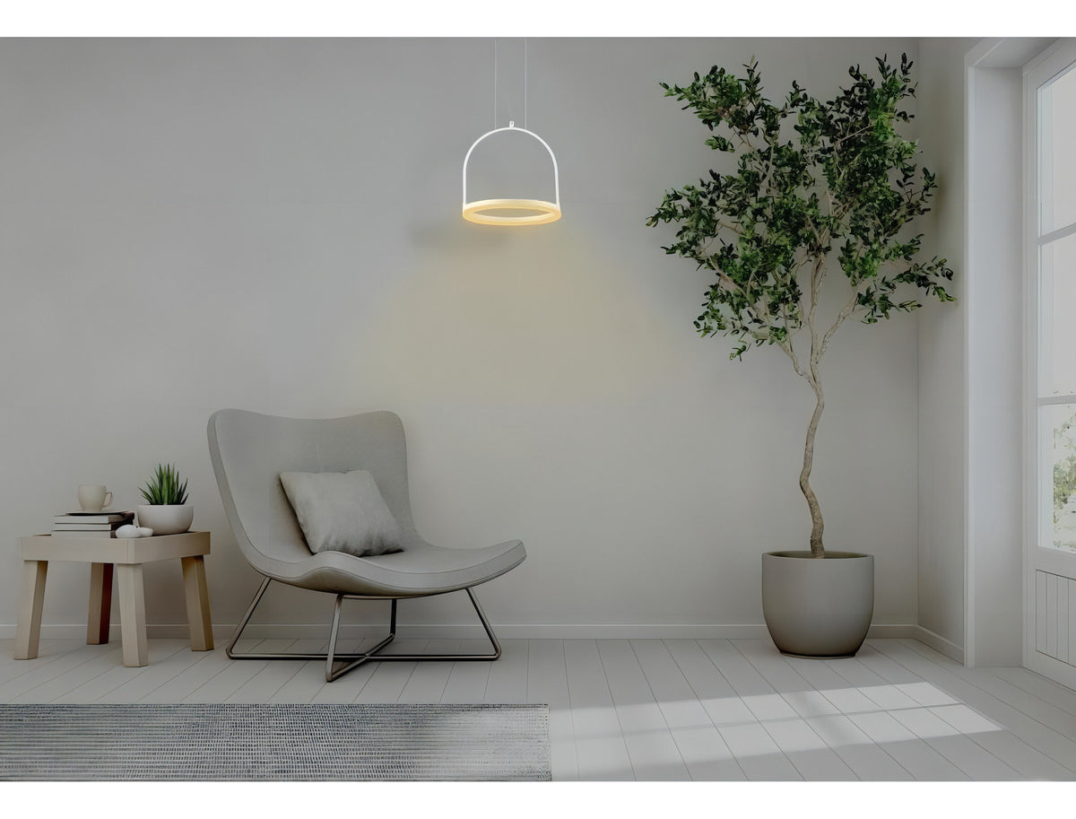 Pendente Led Design Moderno Cage 20w 3000k Branco Quente 50cm Branco Cod: 489760079 Deluxe By Avant Branco-fosco