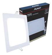 Painel Plafon Alumínio Embutir 12W 4000k Branco Neutro 17cm Bivolt Quadrado Avant