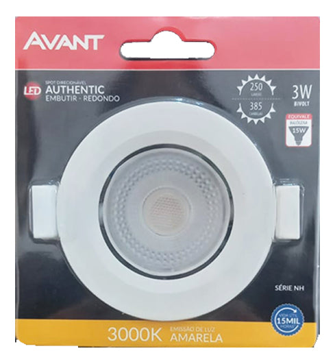 Spot Led Authentic Emb. Redondo 3w 3000k 7cm BF Avant