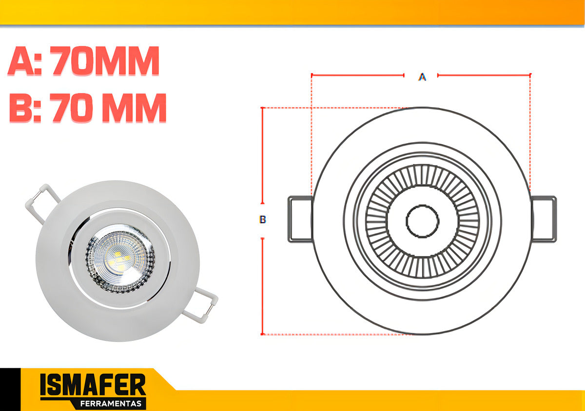 Spot Led Authentic Emb. Redondo 3w 3000k 7cm BF Avant
