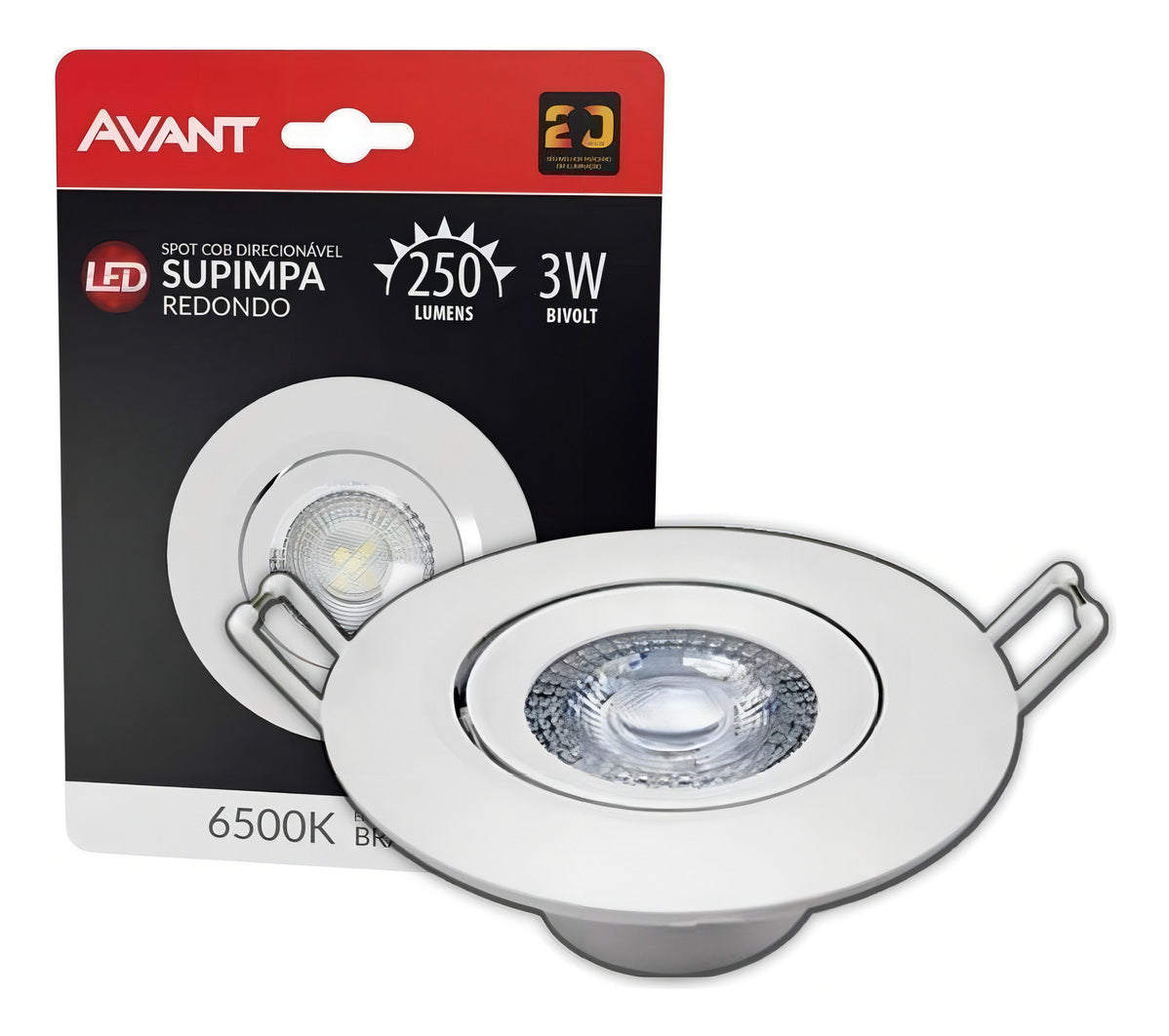 Spot Led Authentic Embutir 3w 6500k Branco Frio 7cm 110v/220v Bivolt Ip20 Redondo Branco Cod: 863441378 Avant