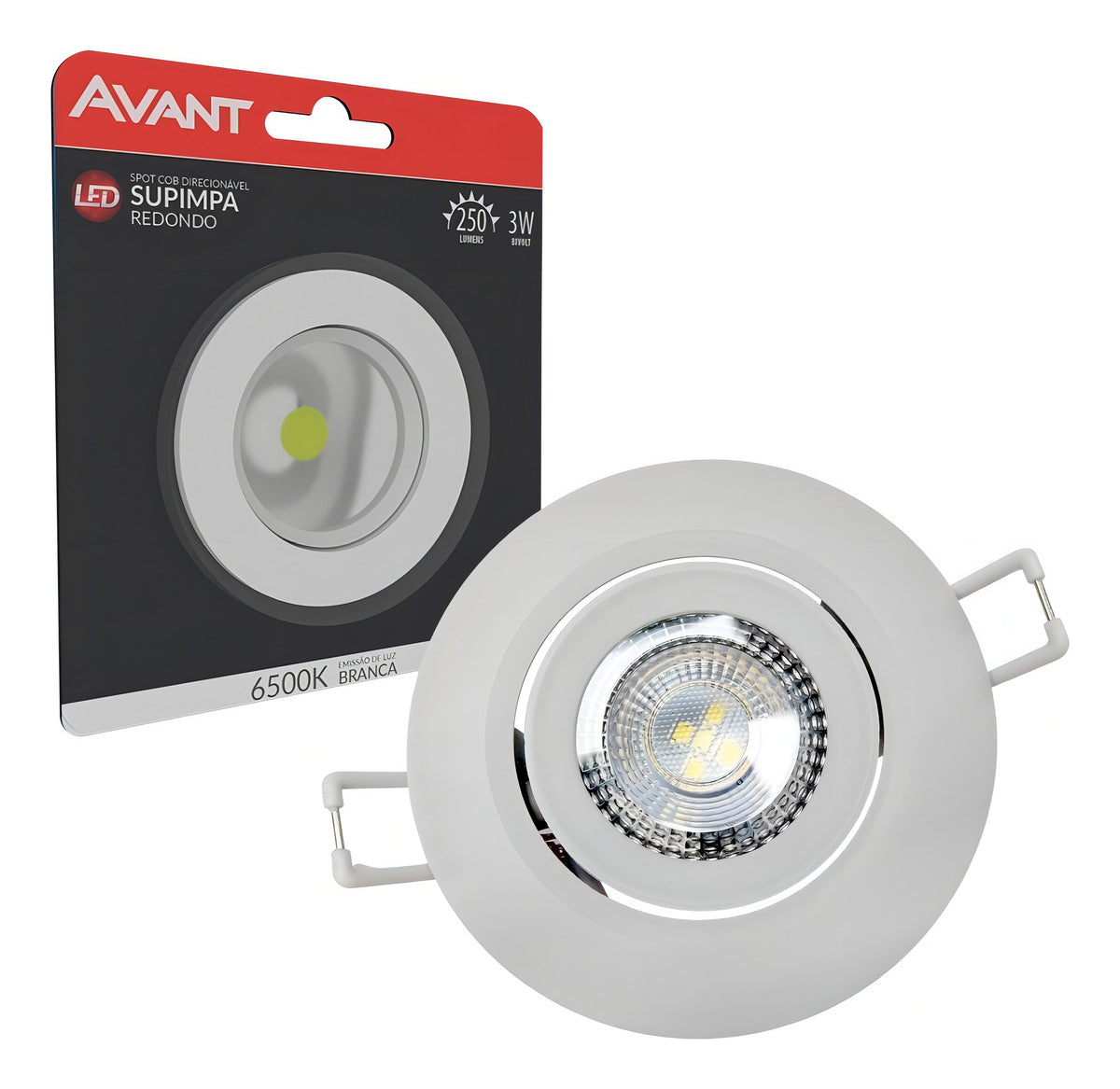 Spot Led Authentic Embutir 3w 6500k Branco Frio 7cm 110v/220v Bivolt Ip20 Redondo Branco Cod: 863441378 Avant