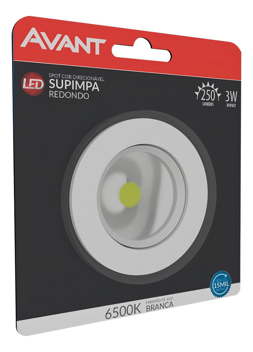 Spot Led Authentic Embutir 3w 6500k Branco Frio 7cm 110v/220v Bivolt Ip20 Redondo Branco Cod: 863441378 Avant