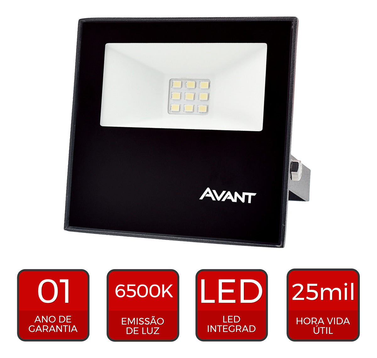 Refletor Slim 10W 6500k Branco Frio Bivolt IP66 Preto Avant