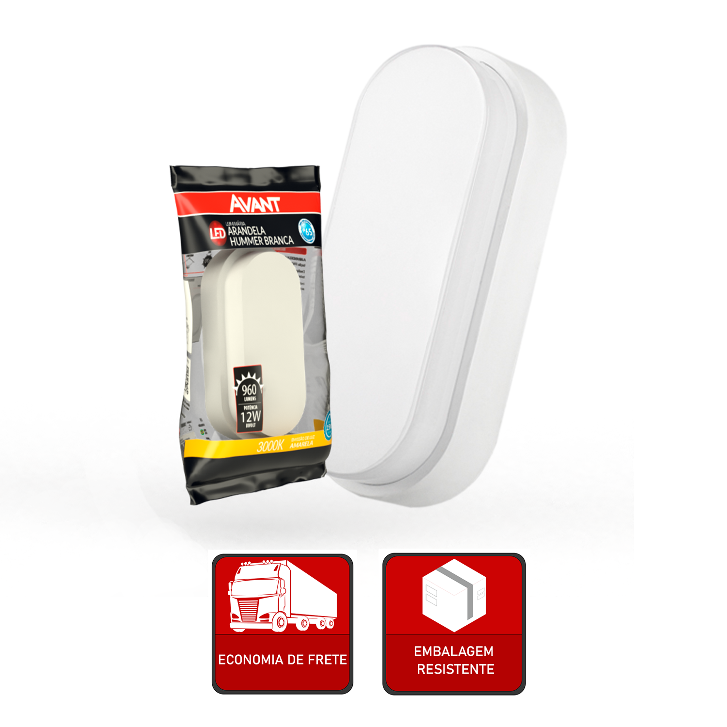 Arandela Hummer 12W 3000k Branco Quente Bivolt IP65 Branco Avant