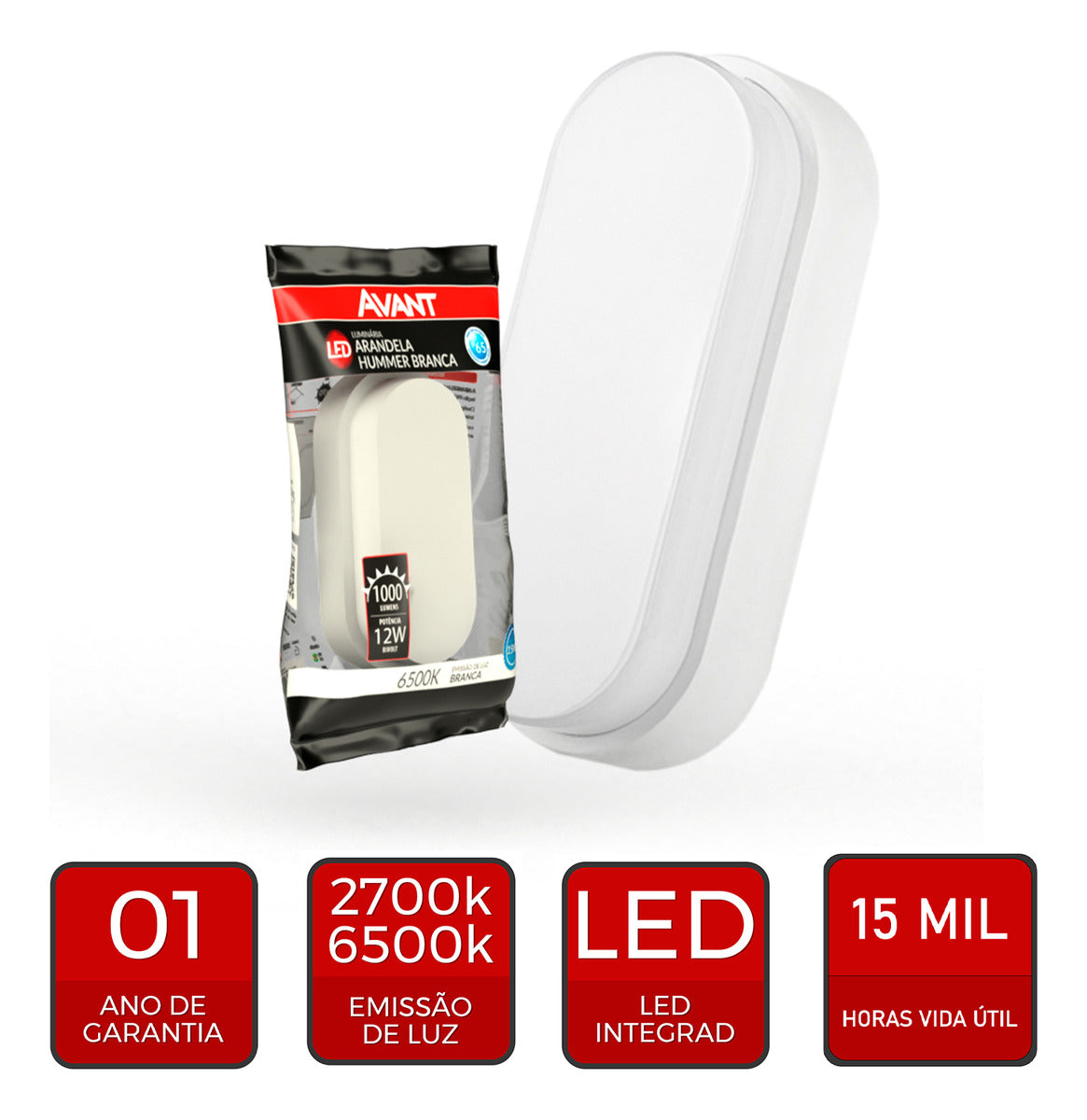 Arandela Hummer 12W 6500k Branco Quente Bivolt IP65 Branco Avant