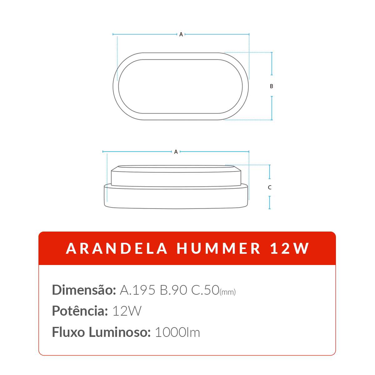 Arandela Hummer 12W 6500k Branco Quente Bivolt IP65 Preto Avant