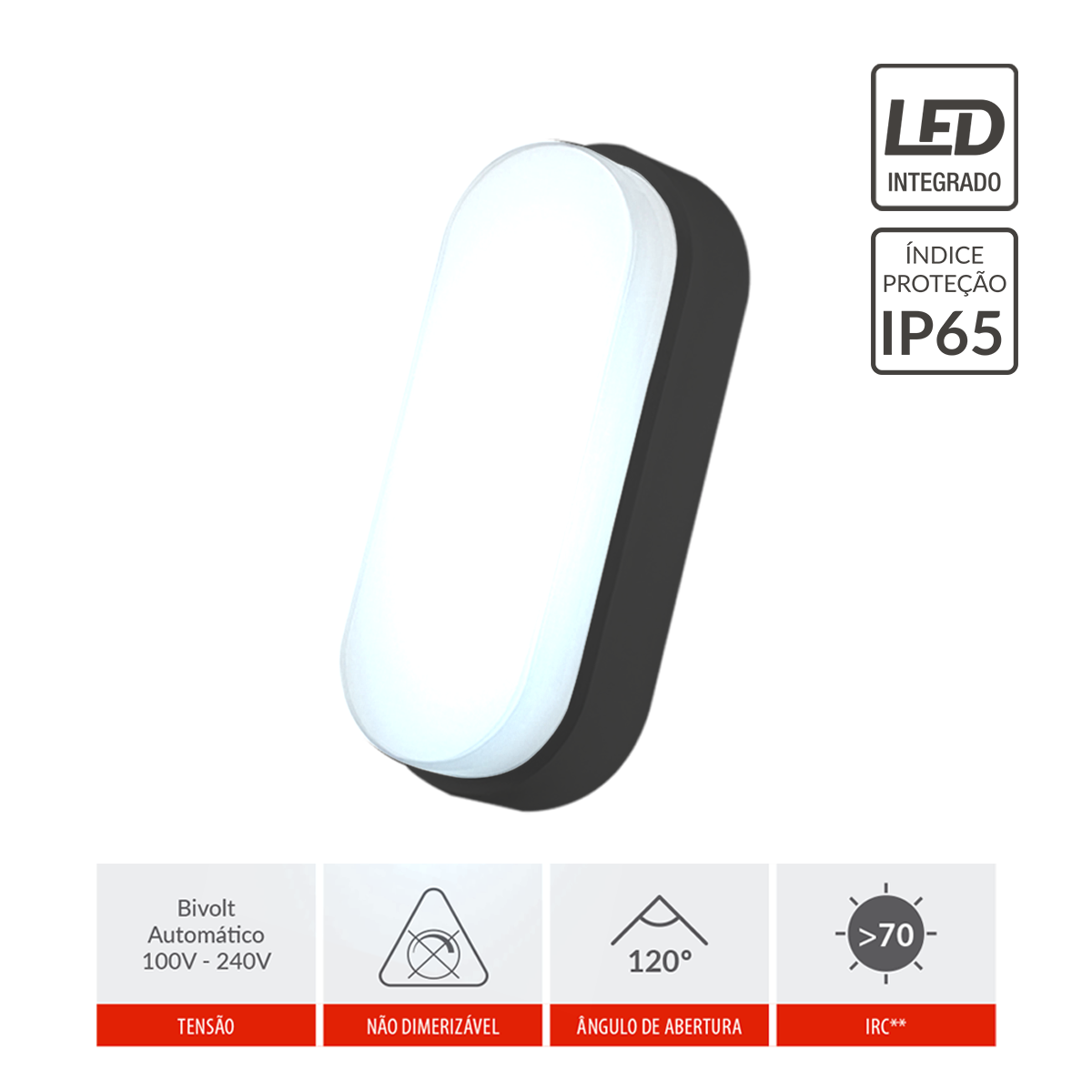 Arandela Hummer 5W 6500k Branco Frio Bivolt IP65 Preto Avant
