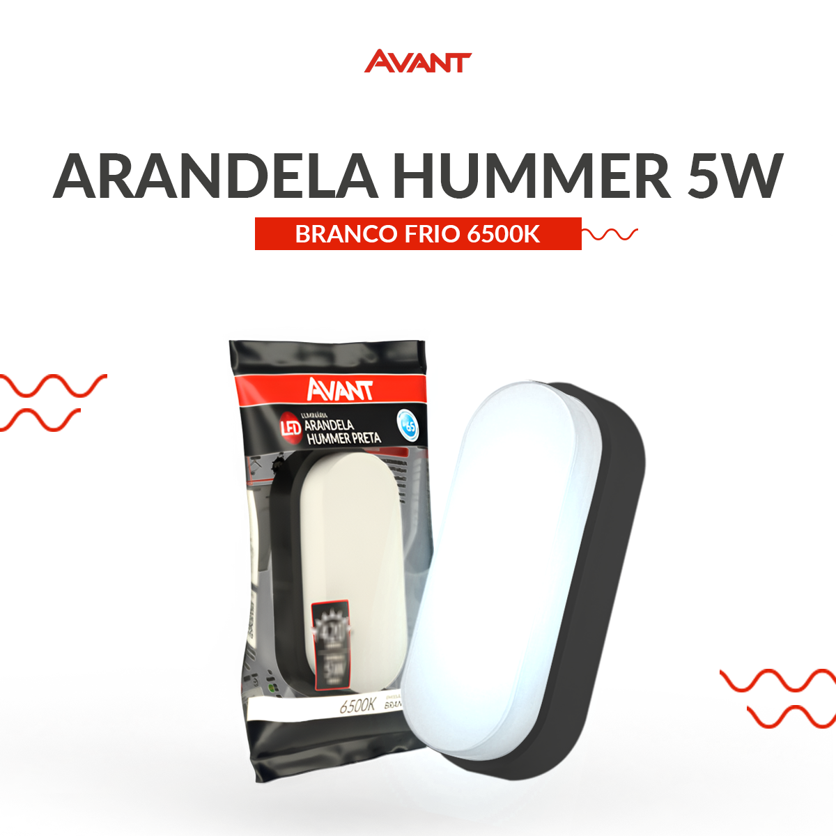 Arandela Hummer 5W 6500k Branco Frio Bivolt IP65 Preto Avant