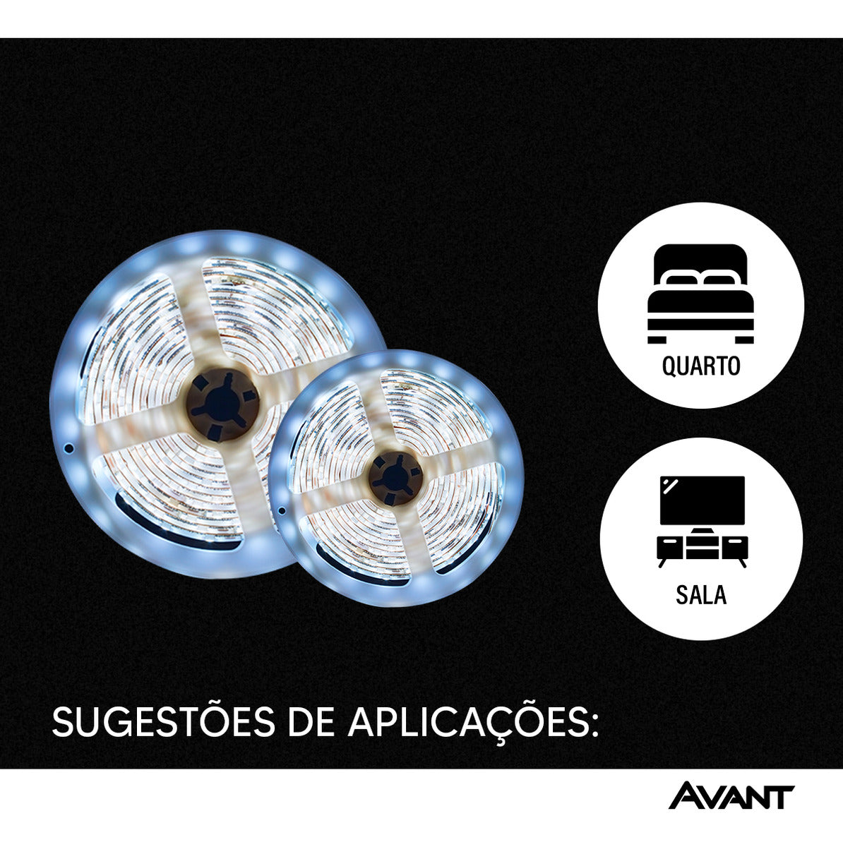 Fita Led Interna 4,8w 6500k Branco Frio 5 Metros 12v Ip20 60 Leds/m Cod: 192911333 Avant