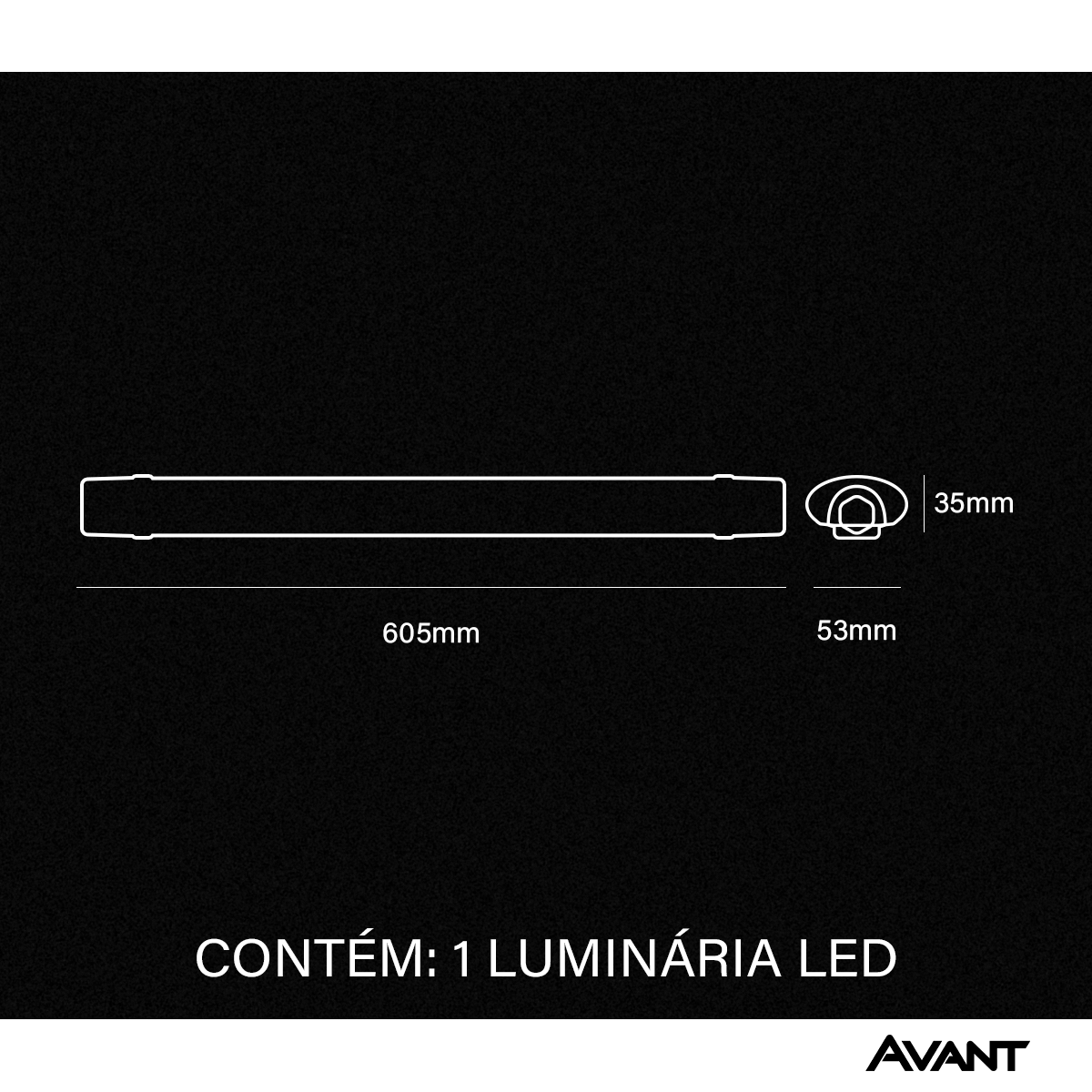 Luminaria Led Hummer Plus 16w 4000k Branco Neutro Bivolt 60,5cm Ip65 Branco Avant
