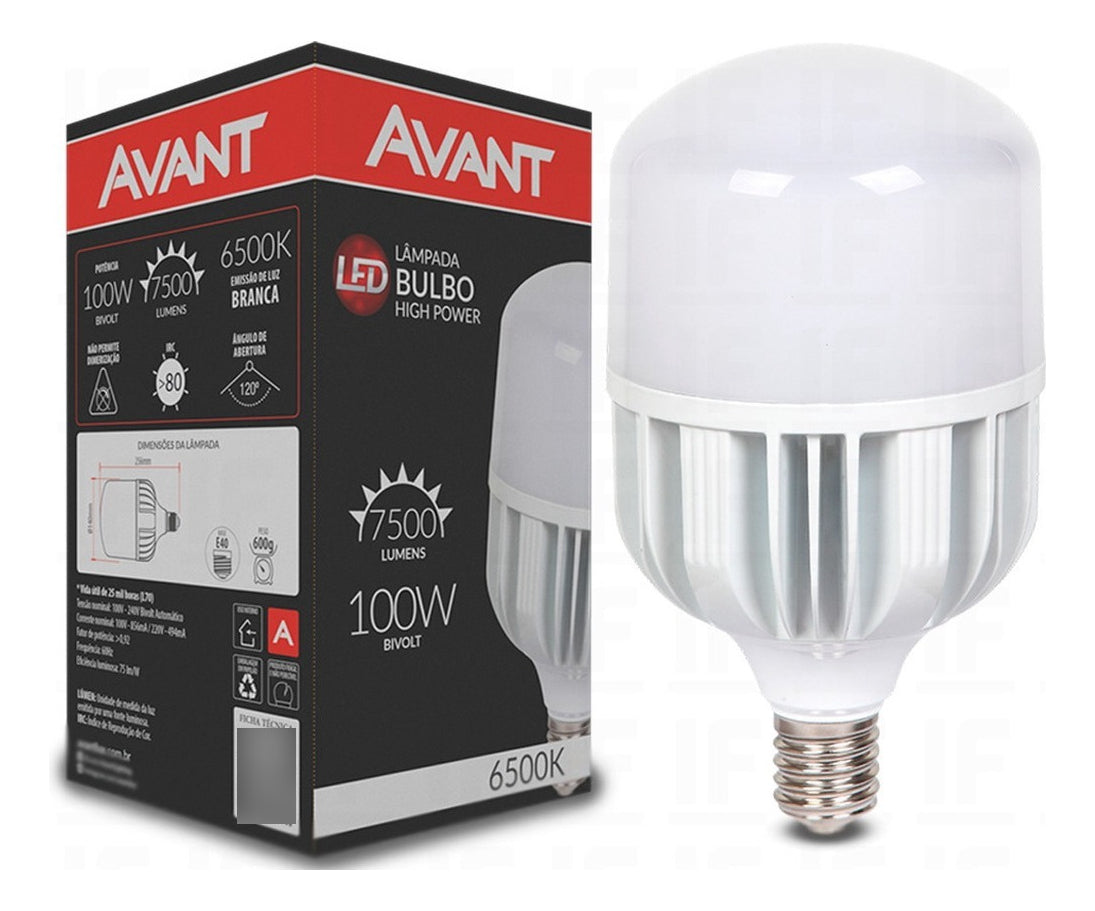 Lampada Led Bulbo Hp 6500k 110v/220v Bivolt 100w E40 - Avant