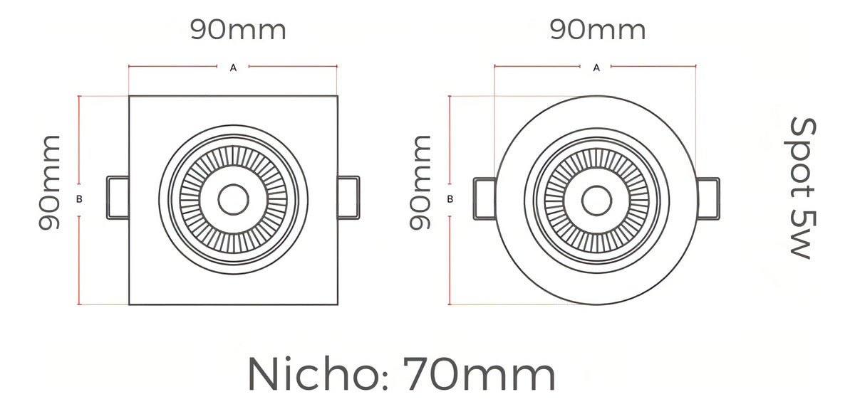 Spot Led Authentic Emb. Quadrado 5w 4000k 9cm BF Avant