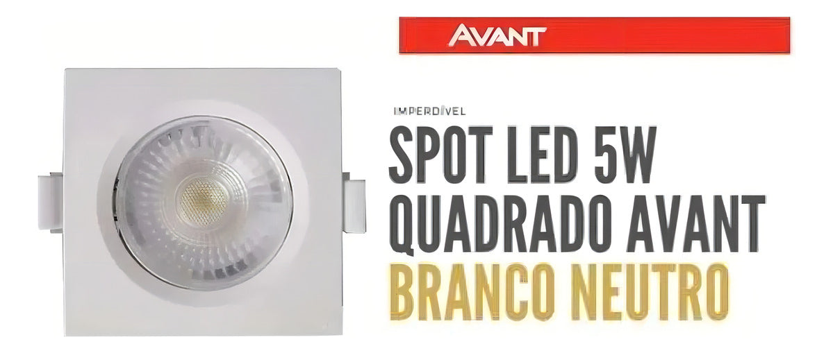 Spot Led Authentic Emb. Quadrado 5w 4000k 9cm BF Avant