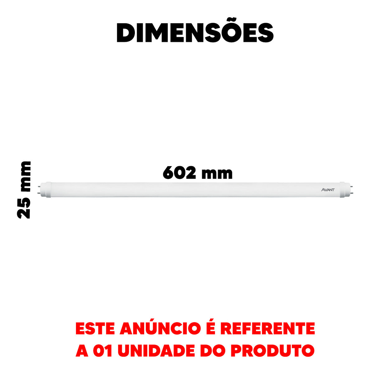 Lampada Led Tubular 8w 4000k G13 Bivolt Branco Avant