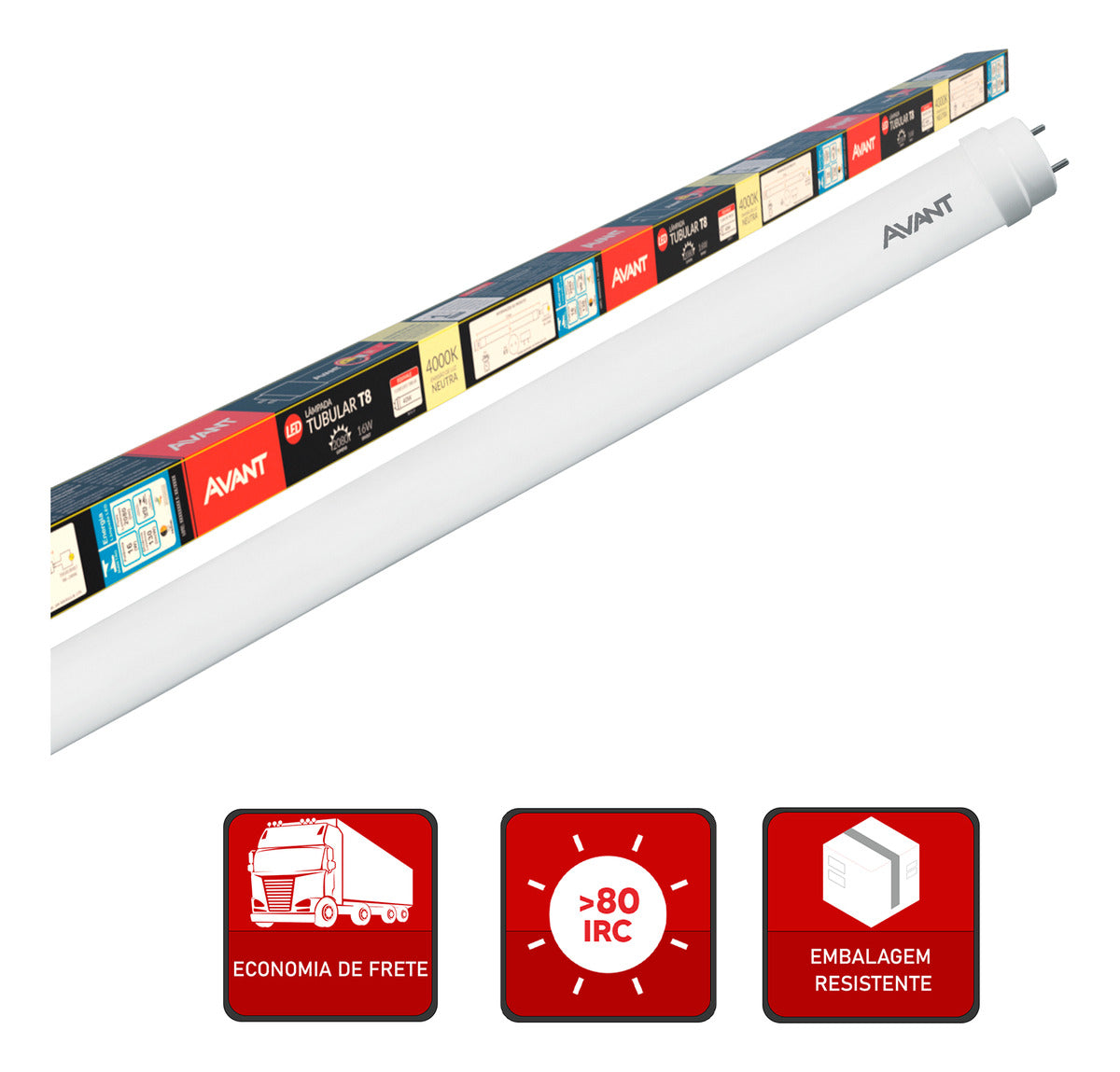 Lampada Led Tubular T8 16w 4000k Branco Neutro Bivolt Branco 771090877 Avant