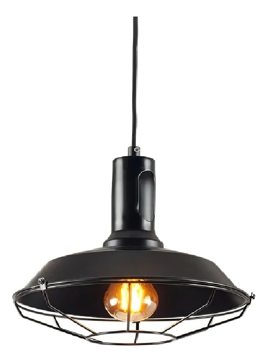 Luminaria Pendente Industrial Rustico Led Tennessee E27 Preto Fosco Cod: 489651007 Deluxe By Avant 127/220v