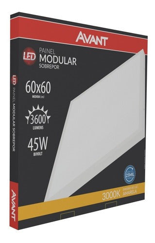 Painel Modular Sobrepor 45W 3000k Branco Quente 60cm Bivolt Branco Quadrado Avant