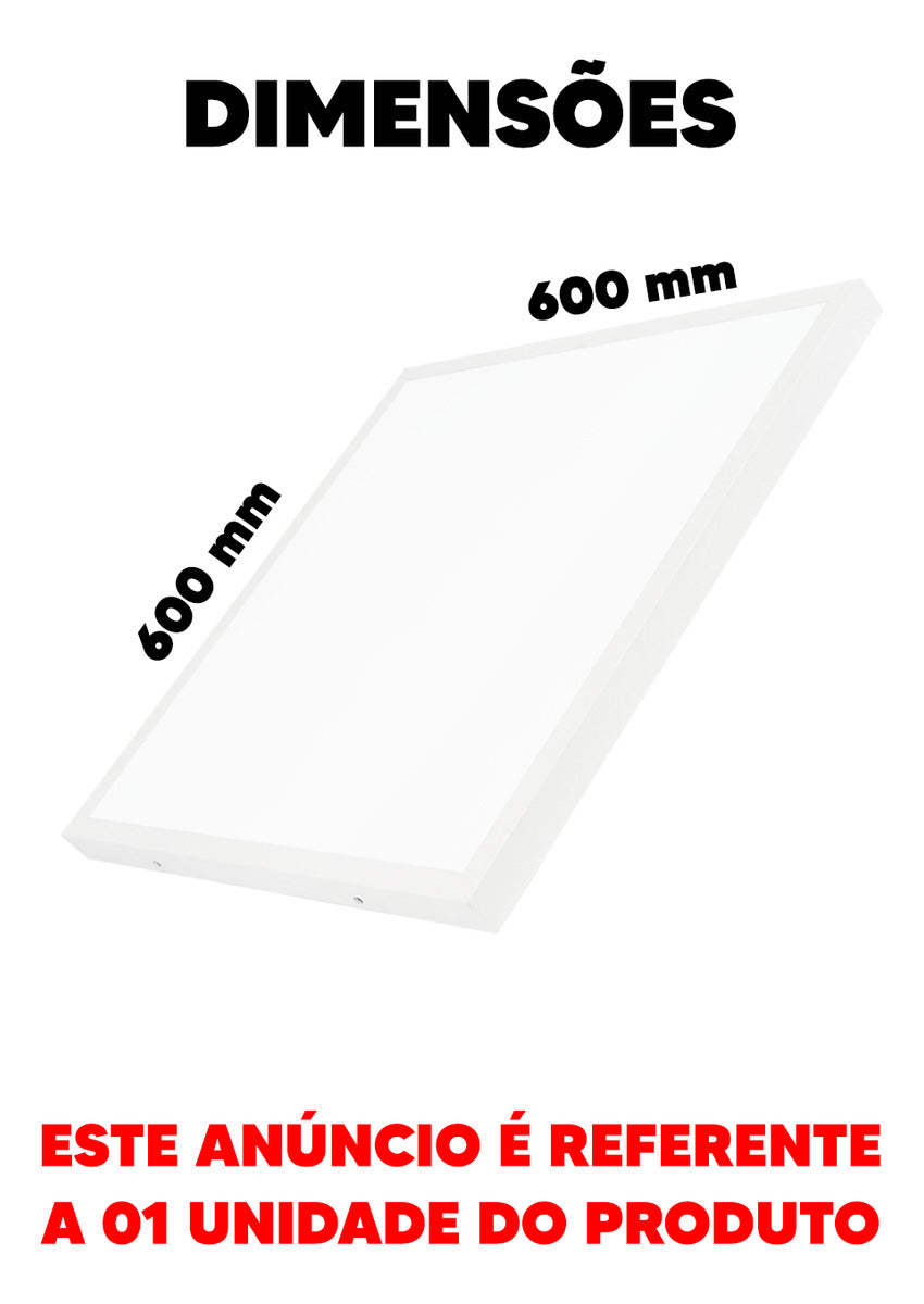 Painel Modular Sobrepor 45W 4000k Branco Neutro 60cm Bivolt Quadrado Avant