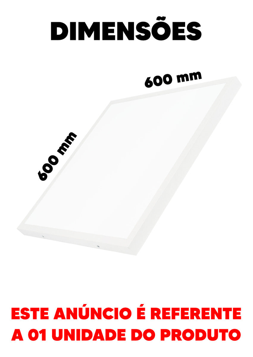 Painel Modular Sobrepor 45W 6500k Branco Frio 60cm Bivolt Quadrado Avant