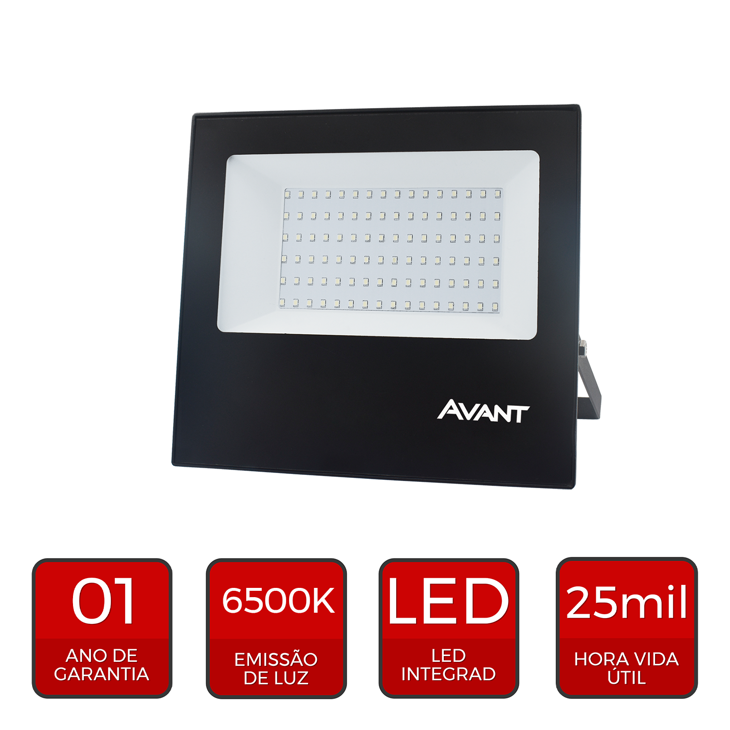 Refletor Led Slim 100w 6500k Branco Frio Bivolt IP66 Preto Avant