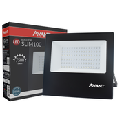 Refletor Led Slim 100w 6500k Branco Frio Bivolt IP66 Preto Avant