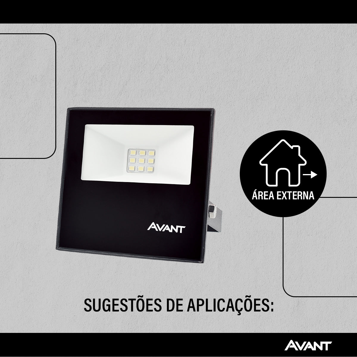 Refletor Slim 10W 3000k Branco Quente Bivolt IP66 Preto Avant